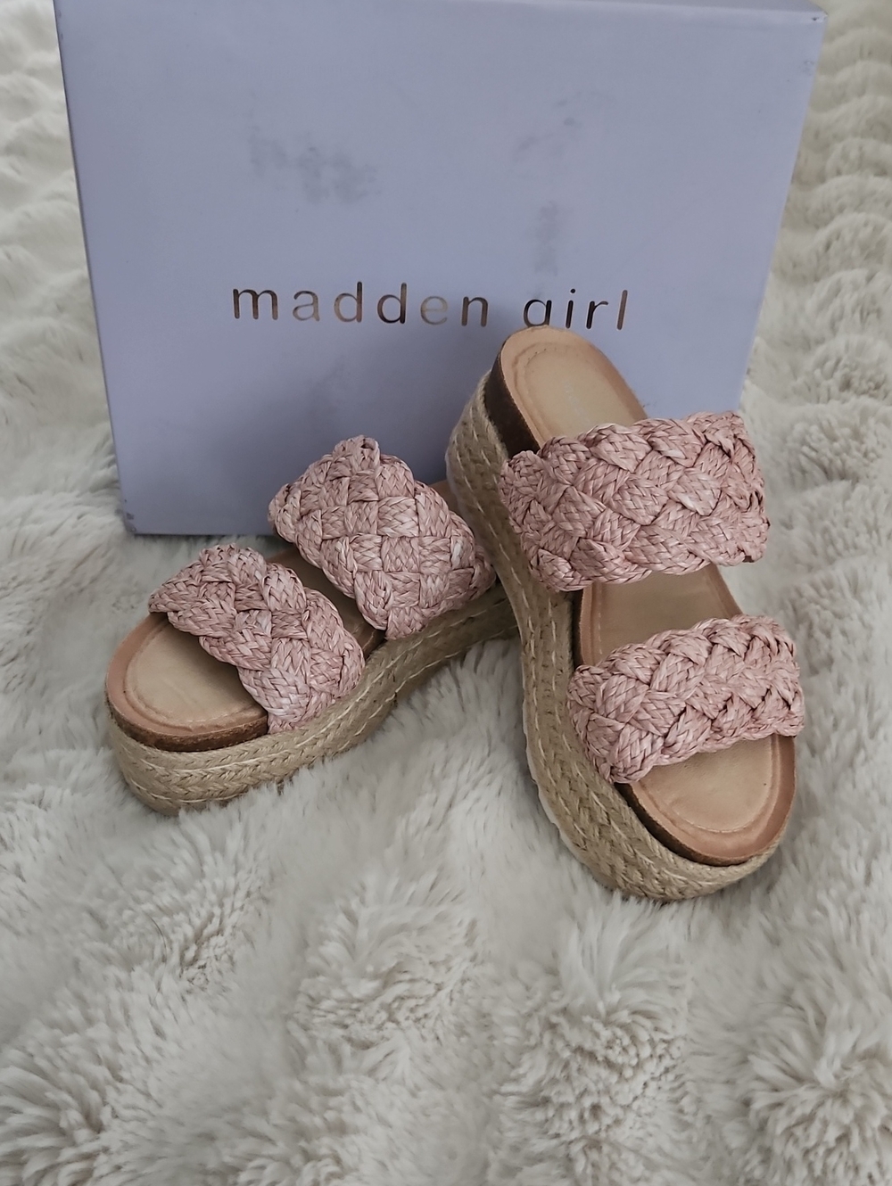 NEW Madden Girl Blush Braided Espadrille Platform Sandals